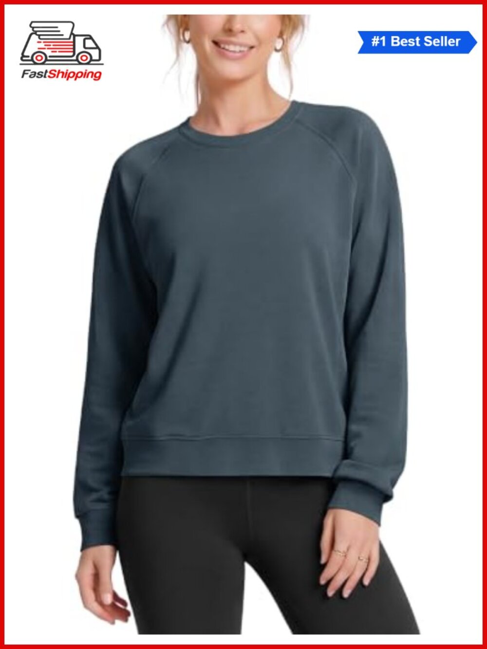 ✨ ODODOS Modal Soft Raglan Long Sleeve Sweatshirt Oversized Crew Neck Pullover